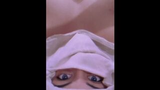 Muslim girl with blue eyes masturbates on video call