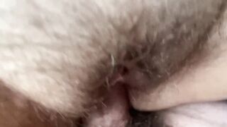 POV of fucking my wifes beautiful hairy pussy then taking her from behind till I pop!