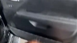 A hot redhead sucks my dick at a public car wash on a rainy day with people around