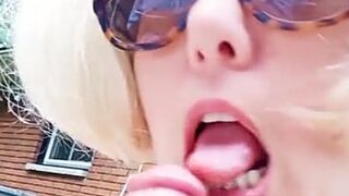 Blonde MILF loves sucking cock for hot cum