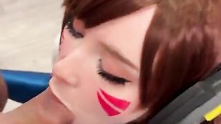 Girl Cosplay D.Va from Overwatch and Sucks Dick till Facial