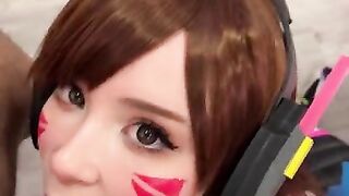 Girl Cosplay D.Va from Overwatch and Sucks Dick till Facial