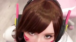 Girl Cosplay D.Va from Overwatch and Sucks Dick till Facial