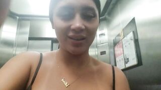 Cute women caught squirting at the hotel's elevator