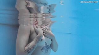 Nude swimming in the pool babe with tattoos Mimi Cica