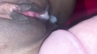 White cock creampies deep inside black pussy