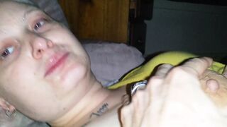 Eating strangers cum off face as bf fucks and creampies her