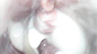 with the help of a dildo with a camera, we recorded a fantastic journey into the vagina. creampussy