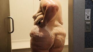 Blue haired bbw milf Raerain showers pt 2.