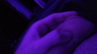 Stroking my cock in Purple light - Purple Dick video Part 1