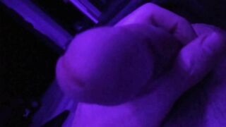 Stroking my cock in Purple light - Purple Dick video Part 1