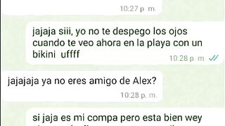 mensajes de whatsapp con la novia de mi amigo antes de cogermela