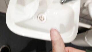 Wear Headphones To Hear Me Moan In Public / Shooting Cum Into Bathroom Sink