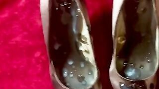 Huge Cumshot after edging all day on GF shoes