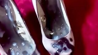 Huge Cumshot after edging all day on GF shoes