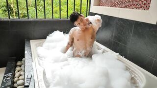 Latino big cock and big ass bathe in sparkling jacuzzi fucks and throws Cum