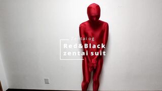 Red & black layered zentai