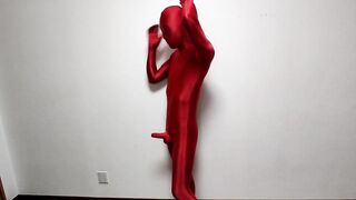 Red & black layered zentai