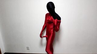 Red & black layered zentai