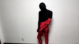 Red & black layered zentai