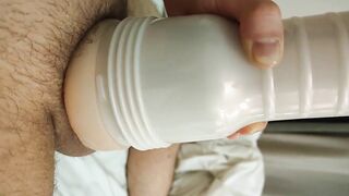 French guy fucks and creampies his Fleshlight (moans & dirty talk)