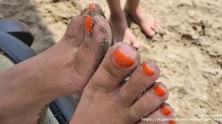 #015 Close-UP Sexy Toes Nympho Goddess FEET (FOOT WORSHIP) orange nails