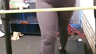 Step mom running on treadmill teasing step son dick