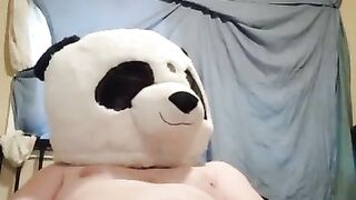 Perverted panda jerks off while I'm at work