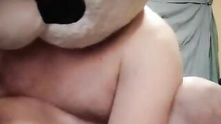 Masterbating panda breaks in my home uses all my lube