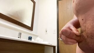 Stroking in hotel bathroom