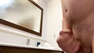 Stroking in hotel bathroom