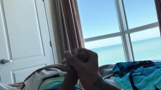 Stroking cock on vacation