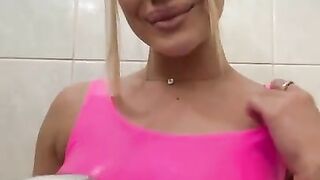 Long sensual masturbation in the shower to a hard throbbing orgasm. Pink swollen pussy.