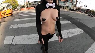 Teaser - Public Inverse Bunnygirl Cosplay - Crazy Exhib Costume!