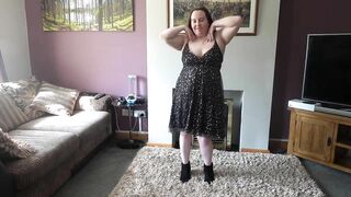 Wife in little black party dress