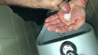 Solo Male Dirty Talk - Risky Public Washroom Masturbation At The Urinal And Swallowing My Cumshot