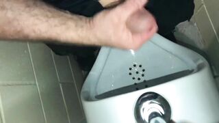 Solo Male Dirty Talk - Risky Public Washroom Masturbation At The Urinal And Swallowing My Cumshot