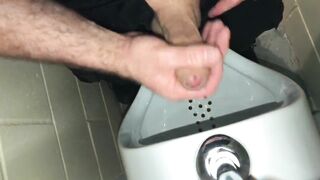 Solo Male Dirty Talk - Risky Public Washroom Masturbation At The Urinal And Swallowing My Cumshot