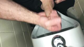 Solo Male Dirty Talk - Risky Public Washroom Masturbation At The Urinal And Swallowing My Cumshot