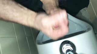 Solo Male Dirty Talk - Risky Public Washroom Masturbation At The Urinal And Swallowing My Cumshot