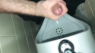 Solo Male Dirty Talk - Risky Public Washroom Masturbation At The Urinal And Swallowing My Cumshot