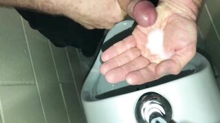 Solo Male Dirty Talk - Risky Public Washroom Masturbation At The Urinal And Swallowing My Cumshot