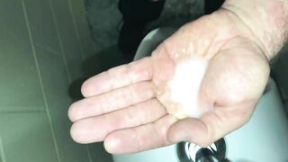 Solo Male Dirty Talk - Risky Public Washroom Masturbation At The Urinal And Swallowing My Cumshot