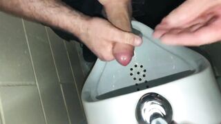 Solo Male Dirty Talk - Risky Public Washroom Masturbation At The Urinal And Swallowing My Cumshot