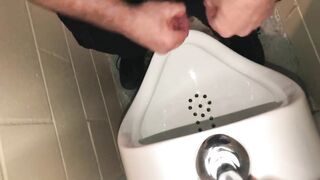 Solo Male Dirty Talk - Risky Public Washroom Masturbation At The Urinal And Swallowing My Cumshot