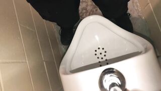 Solo Male Dirty Talk - Risky Public Washroom Masturbation At The Urinal And Swallowing My Cumshot