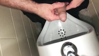 Solo Male Dirty Talk - Risky Public Washroom Masturbation At The Urinal And Swallowing My Cumshot