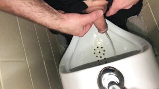 Solo Male Dirty Talk - Risky Public Washroom Masturbation At The Urinal And Swallowing My Cumshot