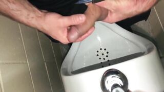 Solo Male Dirty Talk - Risky Public Washroom Masturbation At The Urinal And Swallowing My Cumshot