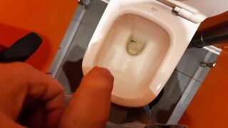 Guy CUMS in PUBLIC bathroom THERE ARE OTHER PEOPLE!